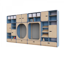 Детская стенка с местом для хранения и зонами отдыха из коллекции «НЕГА» (цвет голубой) - «globural.ru» - Тольятти